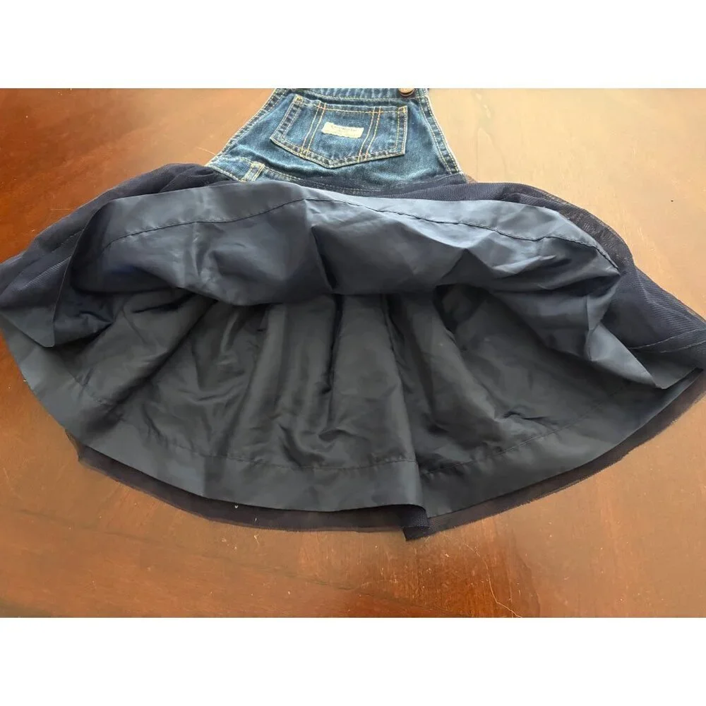 OshKosh B’gosh Denim Tulle Pinafore Dress Navy Tutu Skirt Toddler 3T